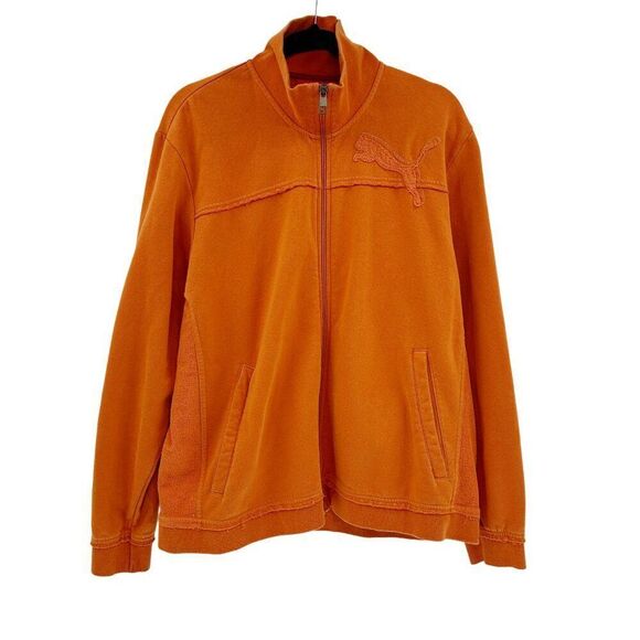 Puma Vintage Full Zip Distressed Embroidered Orange Jacket Size Large - Picture 1 of 11